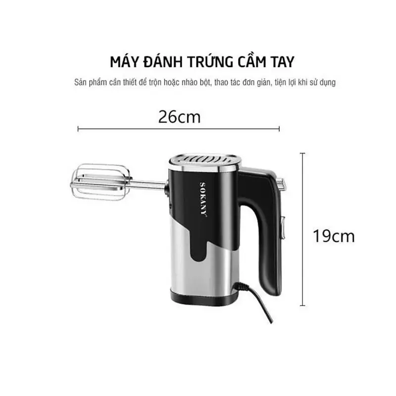 Máy đánh trứng cầm tay SOKANY 800W có 5 chế độ điều chỉnh 2