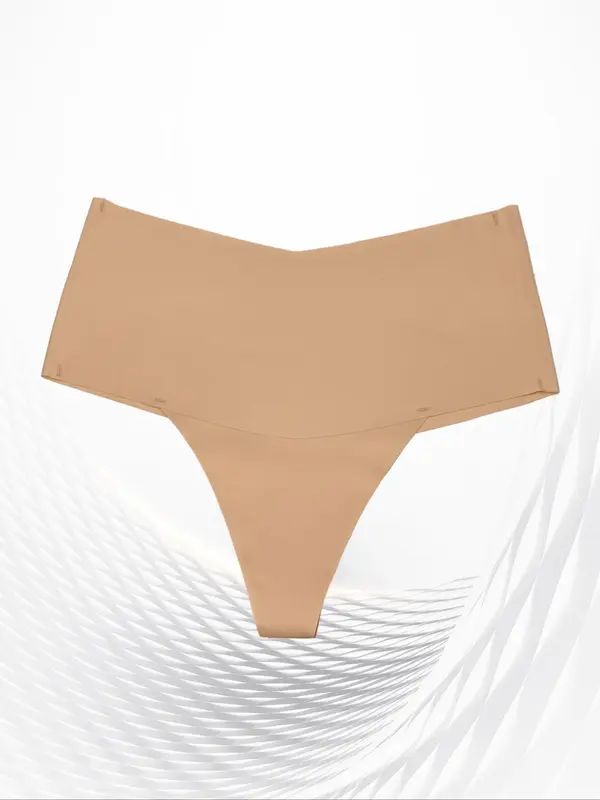Women's Solid Color Seamless Thong, Soft Comfy Breathable Panty for Daily Wear, Women's Underwear for Summer 1