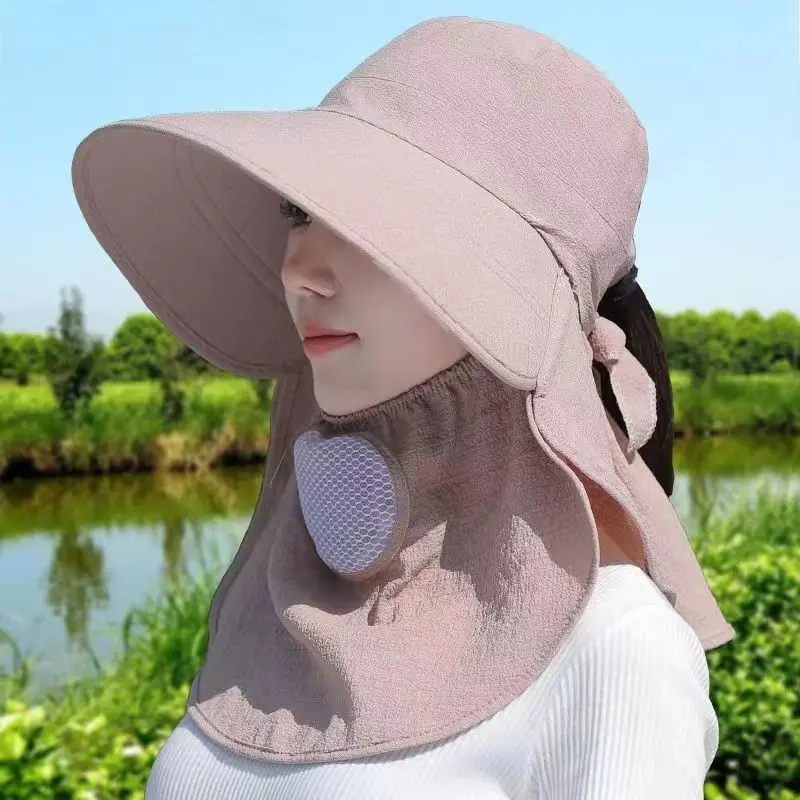 Hat Female Sun Hat UV Protection Cover Face Breathable Sun-Proof Bucket Hat Summer Fishing Hat Big Brim Sun Protection Hat Fashion