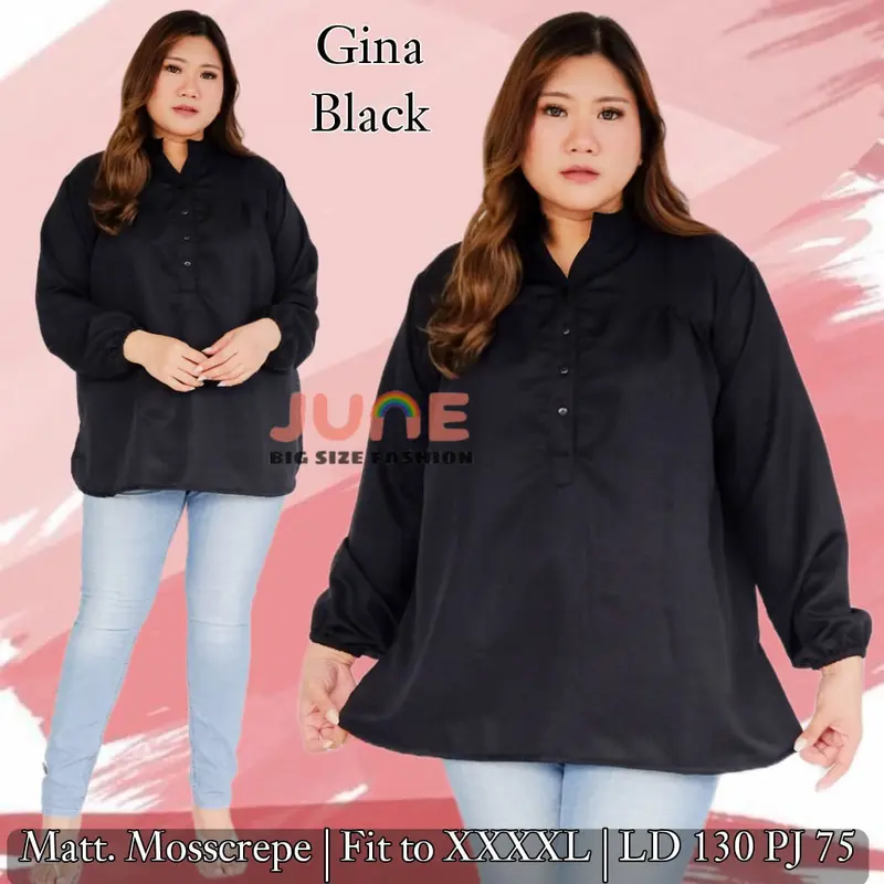 JUNE -  ATASAN JUMBO WANITA LD 130 / BAJU JUMBO WANITA / BAJU KERJA JUMBO WANITA 4XL / ATASAN BIG SIZE WANITA / BAJU JUMBO WANITA SIZE XXXXL / BAJU WANITA UKURAN BESAR MUAT HINGGA BB 100 + 5
