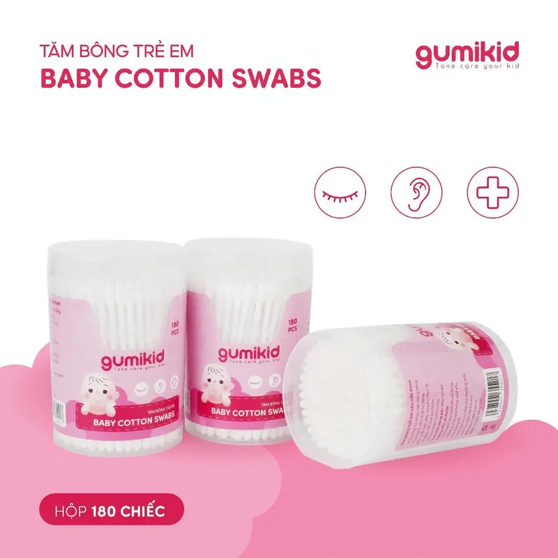 Tăm bông cho bé sơ sinh trẻ em bông tự nhiên Gumi 180 PCS 4