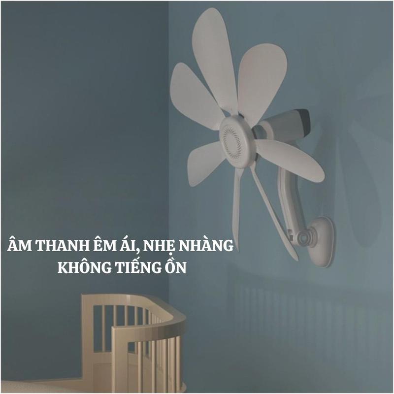 QuạT Treo Tường Mini 7 Cánh Quạt Âm Thanh Nhỏ Chống Ồn Kèm Miếng Dán Fan HH-417 5