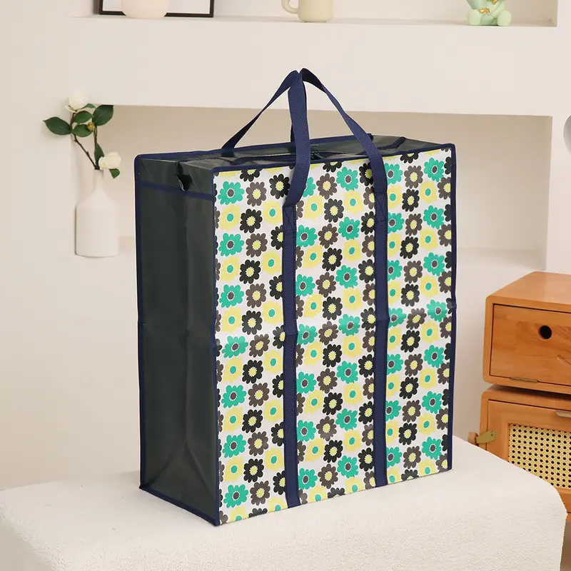 Tas pindahan kapasitas besar Ukuran 70 x 70 grosir tas penyimpanan selimut resleting portabel dilapisi tas bagasi kemasan non-woven anti air untuk Cewek Cowok Travel 3