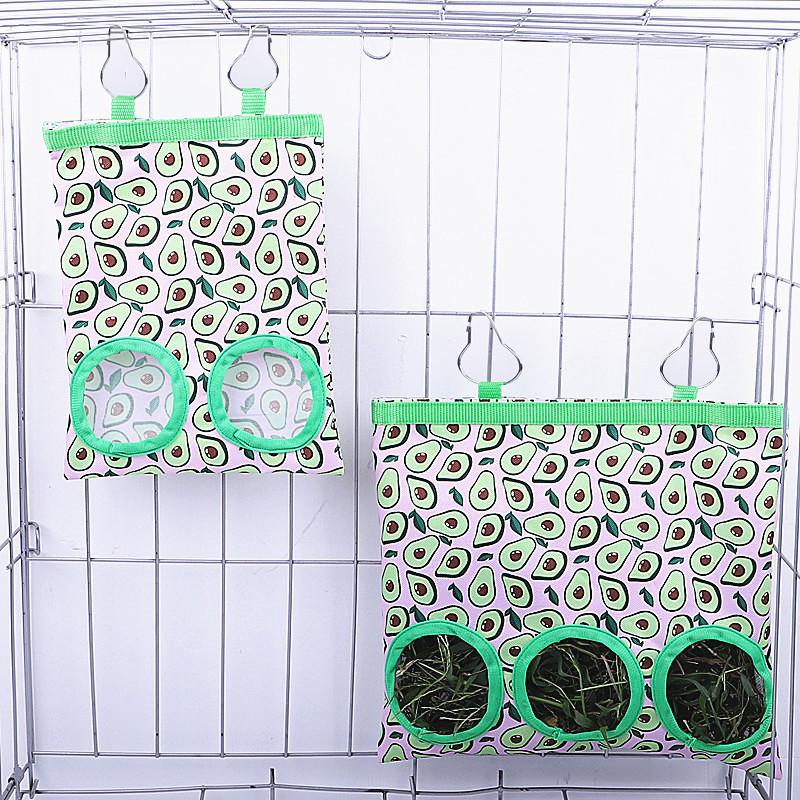 Product Introduction of 2/3 Holes Hanging Hay Bag for Bunny Guinea Pigs Small Animal Feeder Rabbit Food Dispensers Bag Cage Accessories Pet Feeding Bag 4