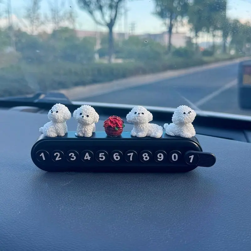 Tấm Biển Số Ô Tô, Bichon Frise, Thẻ Điện Thoại Di Động Biển Số Biển Đỗ Xe Tạm Thời, Đồ Trang Trí Nội Thất Ô Tô, Thiết Kế Nữ Dễ Thương, Thích Hợp Để Di Chuyển Ô Tô, Trang Trí Nội Thất Ô Tô