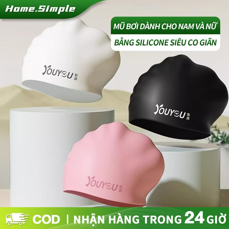 [Gửi hàng từ việt nam]Mũ Bơi Mũ Bơi Mũ Silicon Nam Nữ Người Lớn Ngăn Ướt Tóc Mũ Bơi Che Tai 0