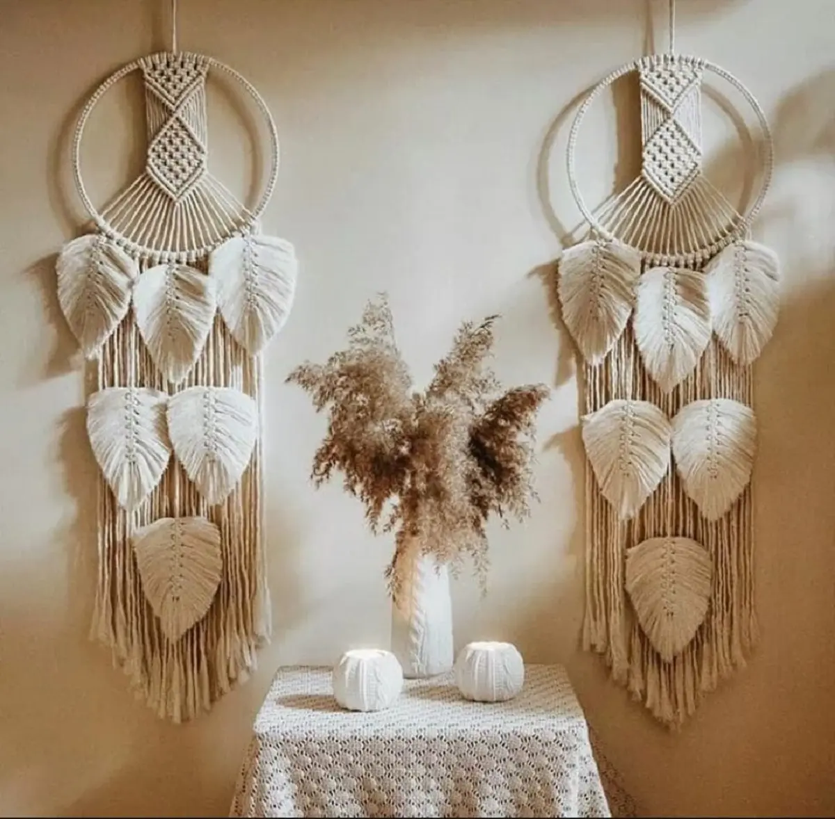 Macrame dreamchatcer - Hiasan dinding aesthetic - Dekorasi kamar tidur - Pajangan ruangan Modern dari besi Besi