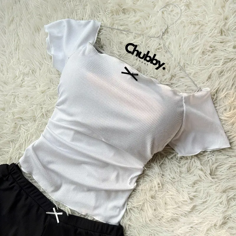 (Có Bigsize) A01 Áo thun ngắn tay, áo trễ vai viền bèo chất co giãn, mát, thoải mái dành cho nữ từ 50-80kg Chubby Cheek 5