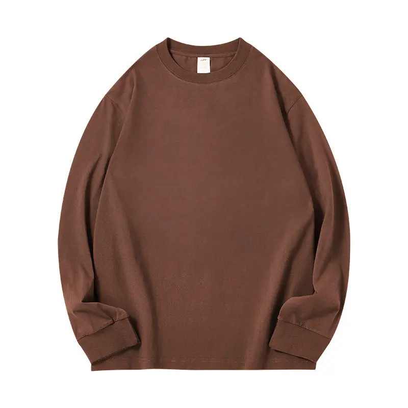 Xinjiang Cotton Unisex G Heavy Cotton Thread Cuff Long Sleeve T-shirt Solid Color Outerwear Undershirt Base Shirt Trendy Essential