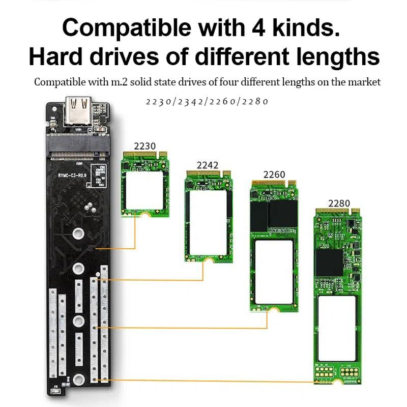 M.2 SSD NVME Enclosure USB Type C Gen2 10Gbps PCIe Case Box for ...