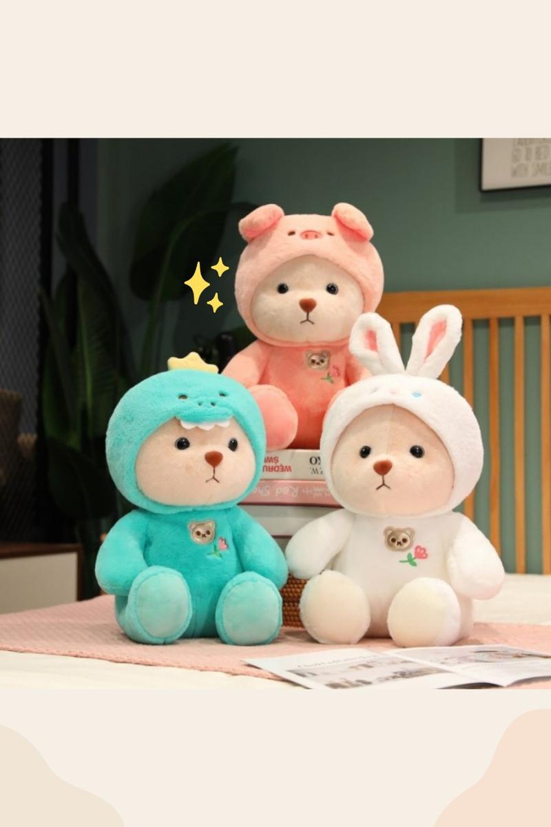Product Introduction of Boneka Teddy Bear Hoodie Tales bear cosplay manyo dino rabbit 35 cm SNI Hadiah Kado 1