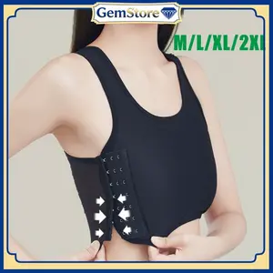 Breast Binder Kait Samping Perata Dada Tomboy untuk Aktivitas Olahraga dan Fashion Chest Binder Hitam