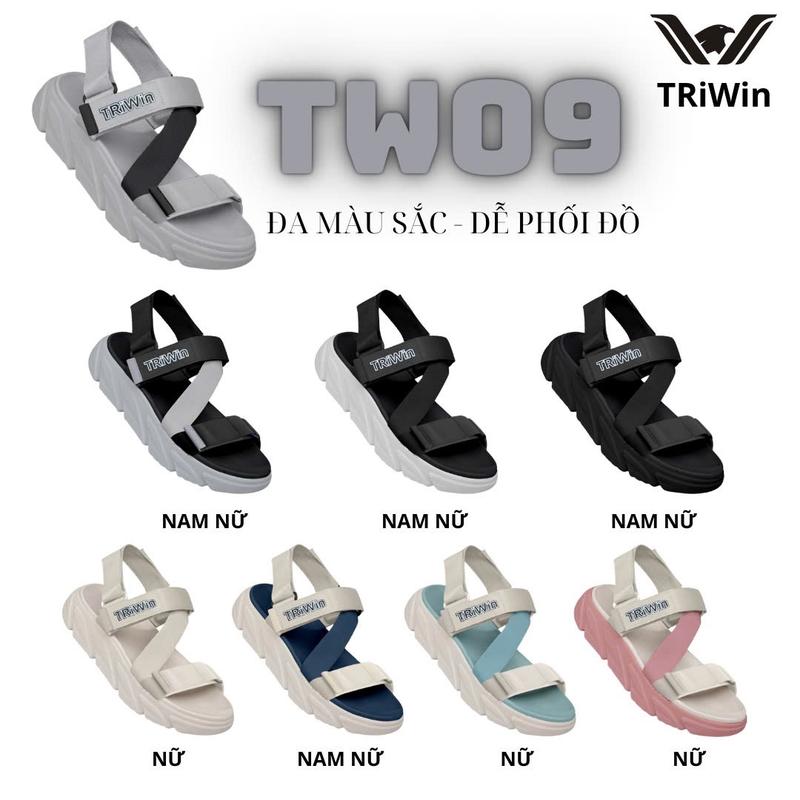   TẶNG VỚ + HỘP  Sandals TRiWin TW9 - Nam_Nữ - Đế cao đế mặt Phylon cao cấp  Cao 5cm GiàY DéP Quai Hậu Shoes 