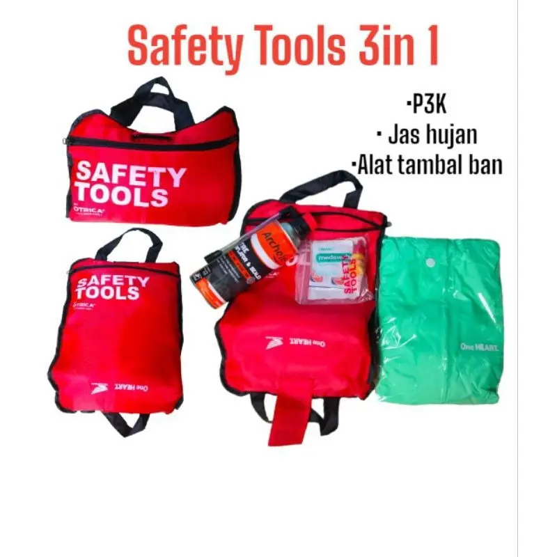 Safety Tools ISI 3 PAKET Jas Hujan P3K dan Penambah Angin Original Honda AHM 7