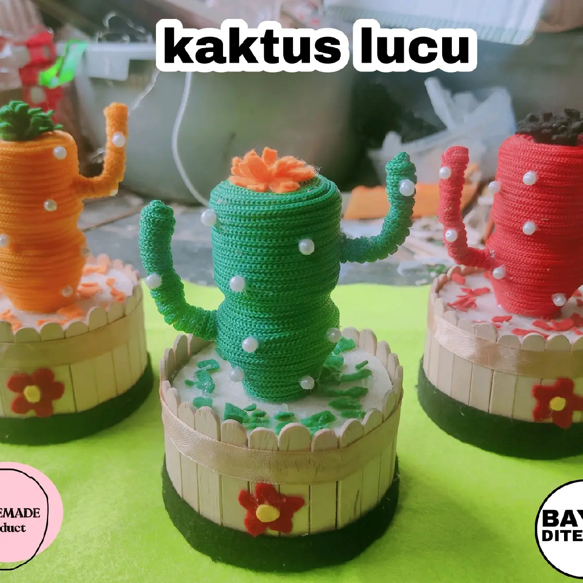 kaktus lucu stik es krim botol bekas prakarya kerajinan tangan hiasan ruangan kamar