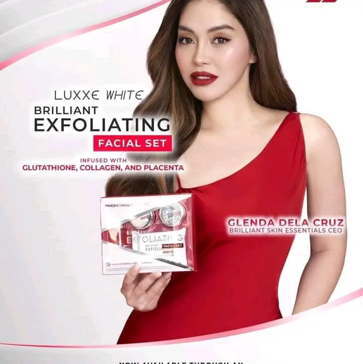 Luxxewhite Brilliant Exfoliating Facial Set infused with glutathione, collagen and placenta Skincare Skin Repair