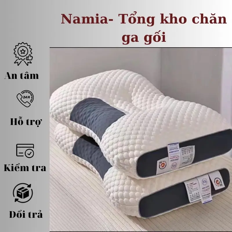 Gối công t.h.á.i học ruột bông gòn trắng,có thiết kế lượn sóng hỗ trợ tư thế ngủ ( 1 chiếc)