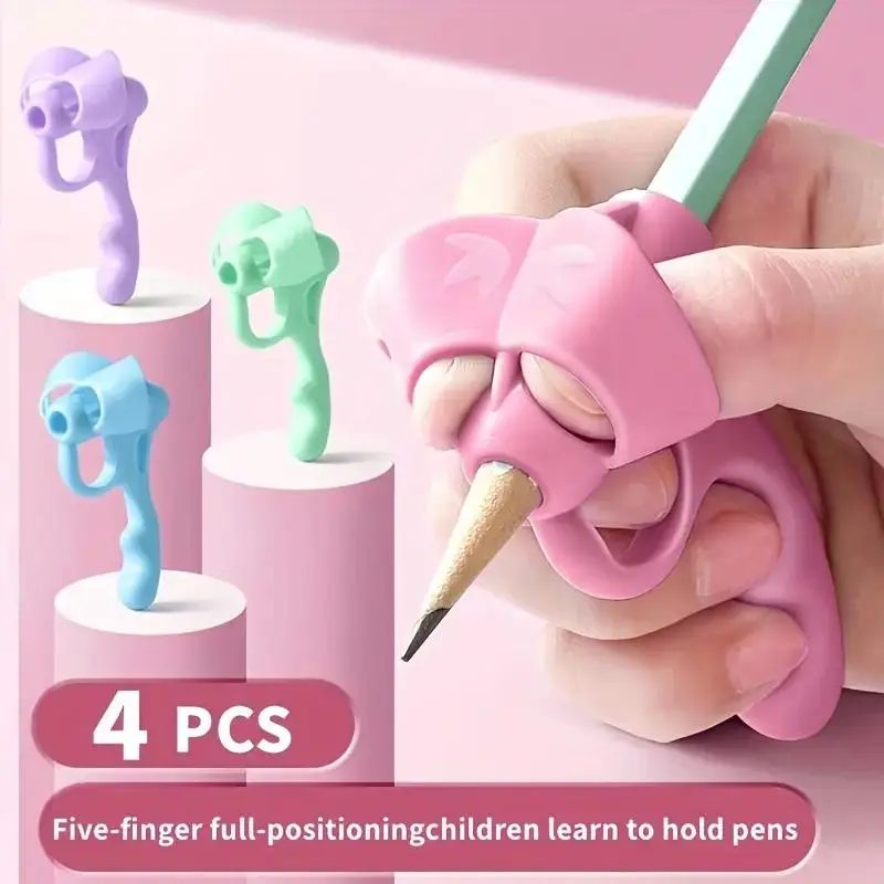 Pen Grip Corrector, 4 Counts Writing Posture Aid, Soft Rubber Pen Grip, Handwriting Aid Correction Tool, Office Stationery & Supplies 6