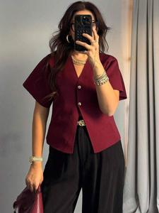 Summer Favourite: New Women's Casual V-Neck Metal Button Loose Knit Cardigan – Light & Breezy for Beach Walks, Holiday Getaways & Laid-Back Days