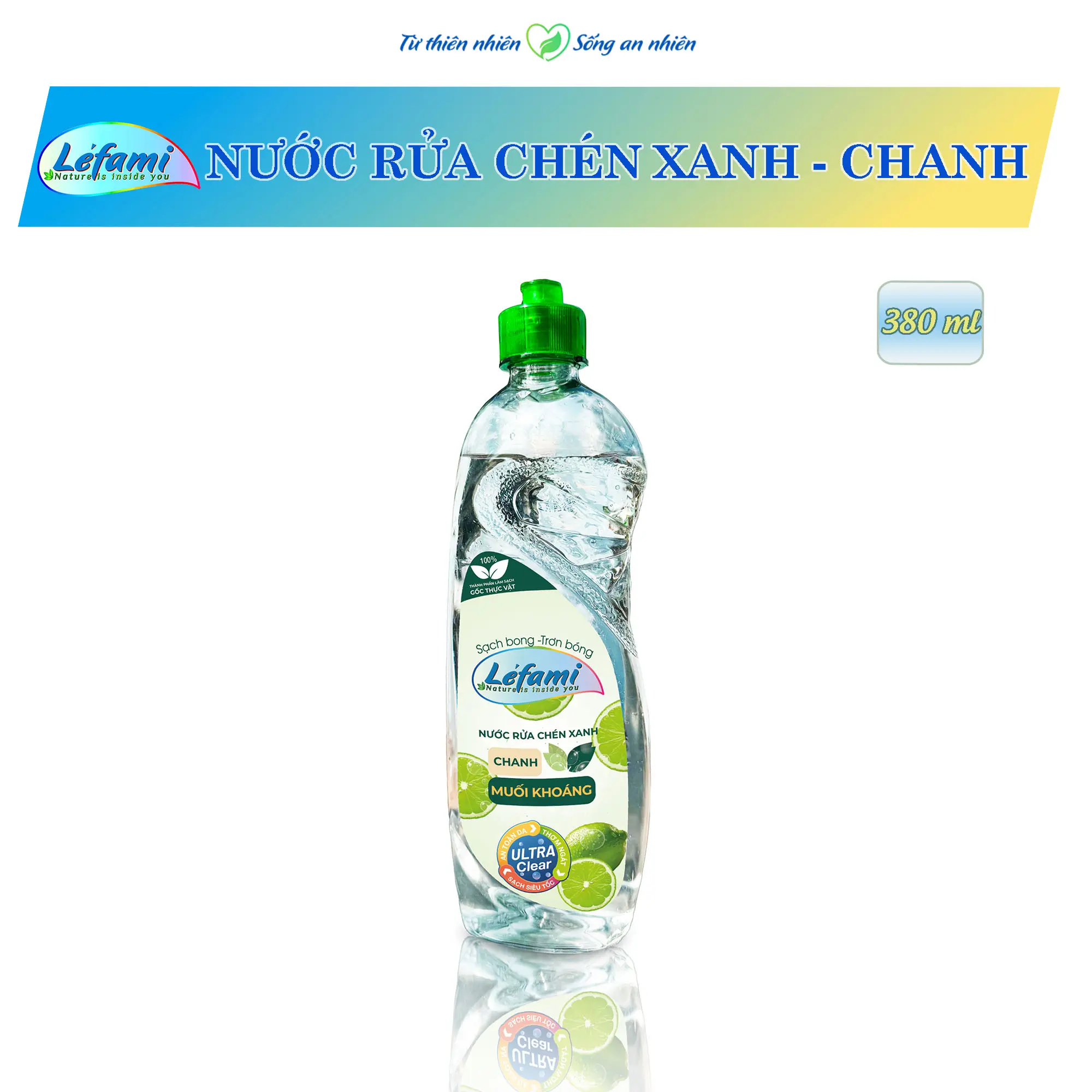 Nước rửa chén Xanh Le'fami nước rửa chén chanh và muối khoáng Làm Sạch nhanh không hại da tay