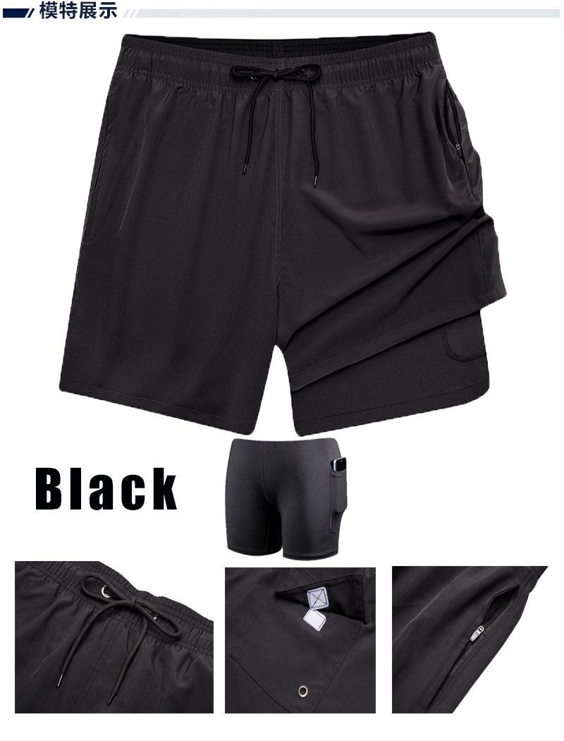 Product Introduction of European and American Men's Swim Shorts with Zipper Pocket, Two-in-One Beach Shorts, Anti-Embarrassment, Quick-Dry, Water-Resistant Lining Shorts 6