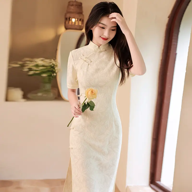 Sườn Xám, Hàng Mới Về Năm 2024, Trang Phục Được Cải Tiến, Dài Trung Bình Bó Sát Eo, Thích Hợp Mặc Hàng Ngày Mùa Hè Cho Phụ Nữ Trẻ Và Cô Gái Women Dress