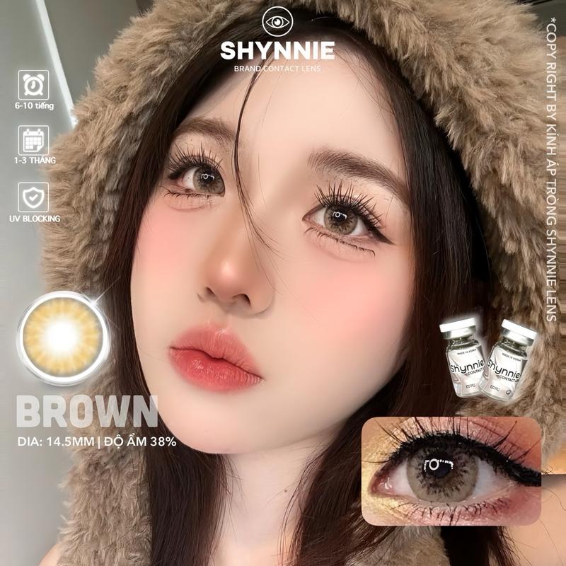 (1 CẶP CÓ CẬN) - LENS mắt PONY BROWN 14.5MM giãn to mắt ướt rõ màu - Kính áp tròng SHYNNIE LENS