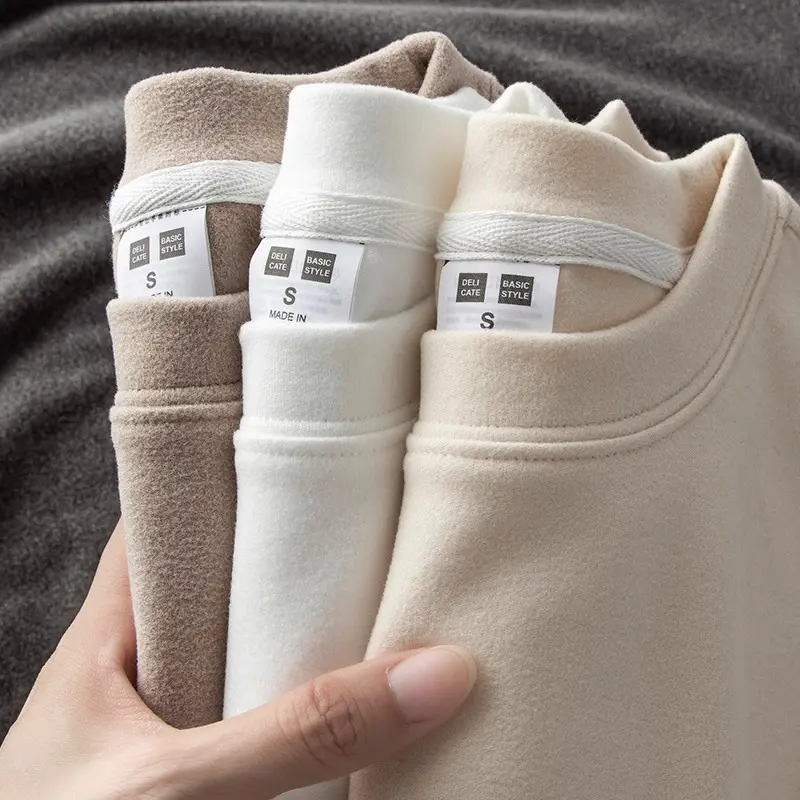 Đồ Lót Giữ Nhiệt Dày Lót Lông Cừu Mùa Đông Cho Nam, Cổ Cao, Có Thể Mặc Bên Trong Mùa Thu Đông, Áo Thun Dài Tay, Cho Nam, Năm 2024