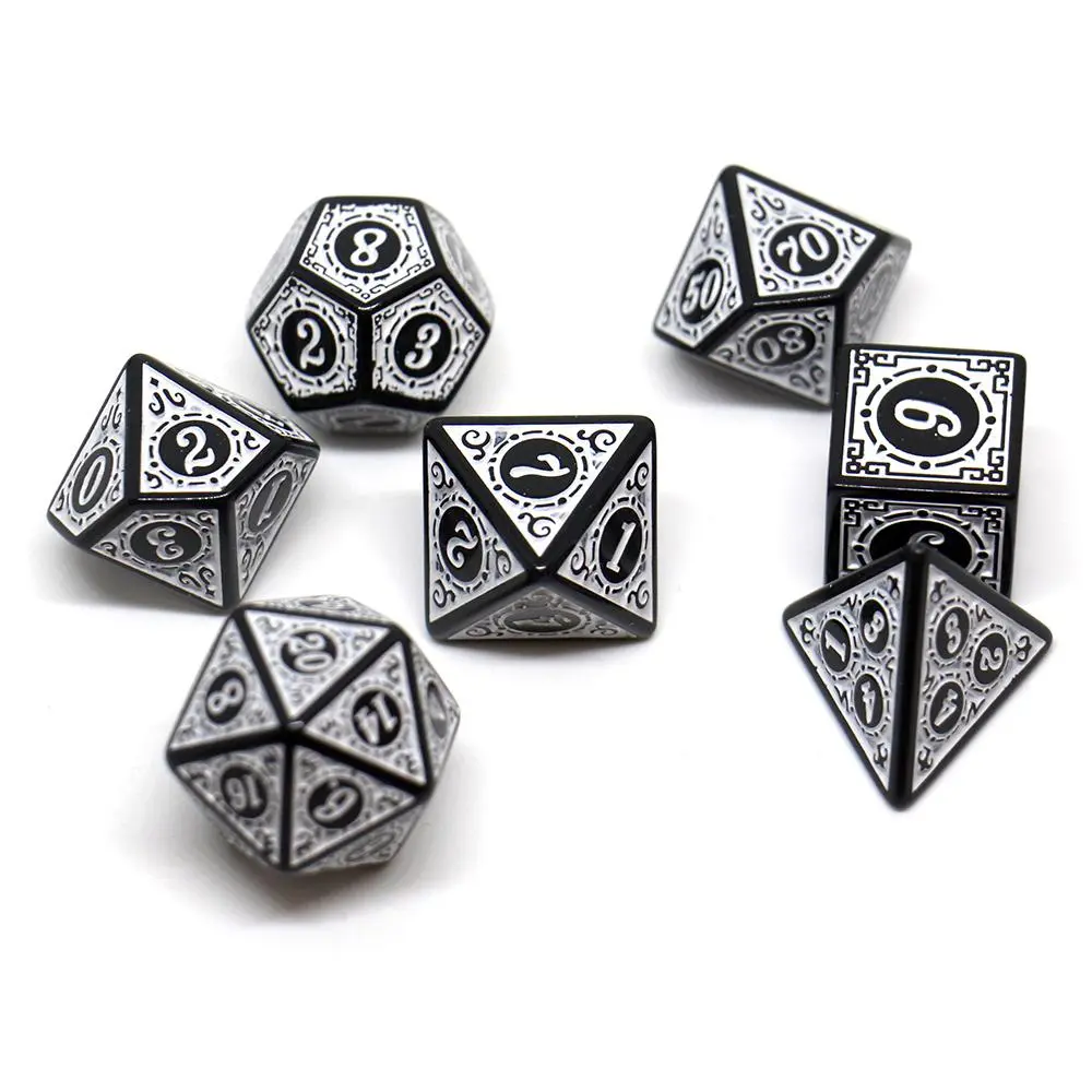 Vintage Multi-sided Dice, 7 Counts/set Classic Role Playing Game Dice, Creative Table Game Dice for Party & Friends Gathering, Interactive Game Props, Leisure and Entertainment Toys, Casual Dice
