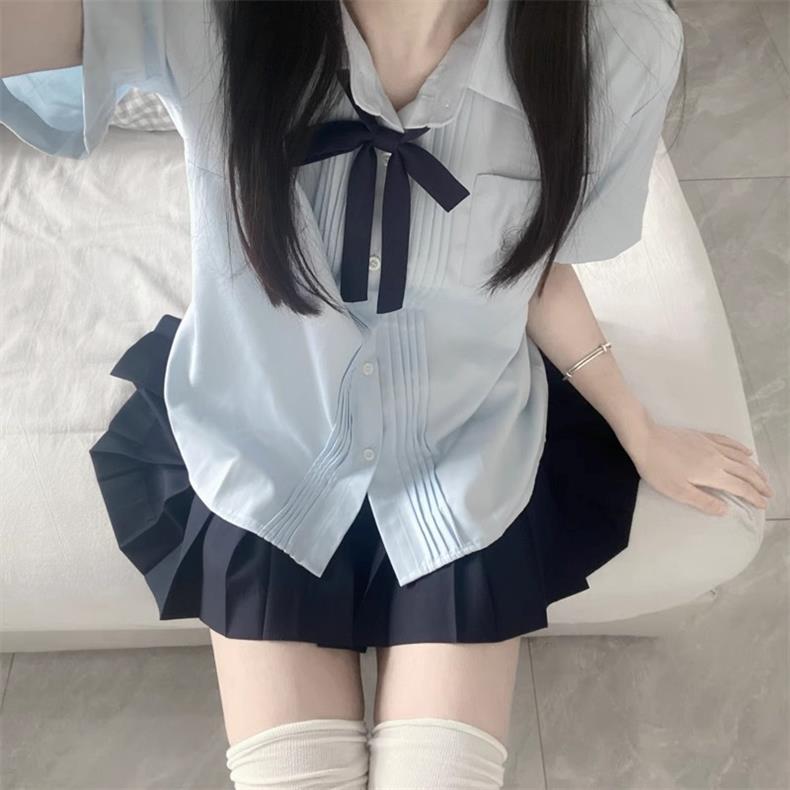Product Introduction of Fashion Women's Clothingfashion Women's Clothingjk Shirt Original Genuine Preppy Style Uniform Suit Pleated Skirt Organ Pleated Shirt Short Sleeve Waist-Controlled White Shirt Comfort Cotton Womenswear Blouses Customized Evening Fabric Gorgeous 18