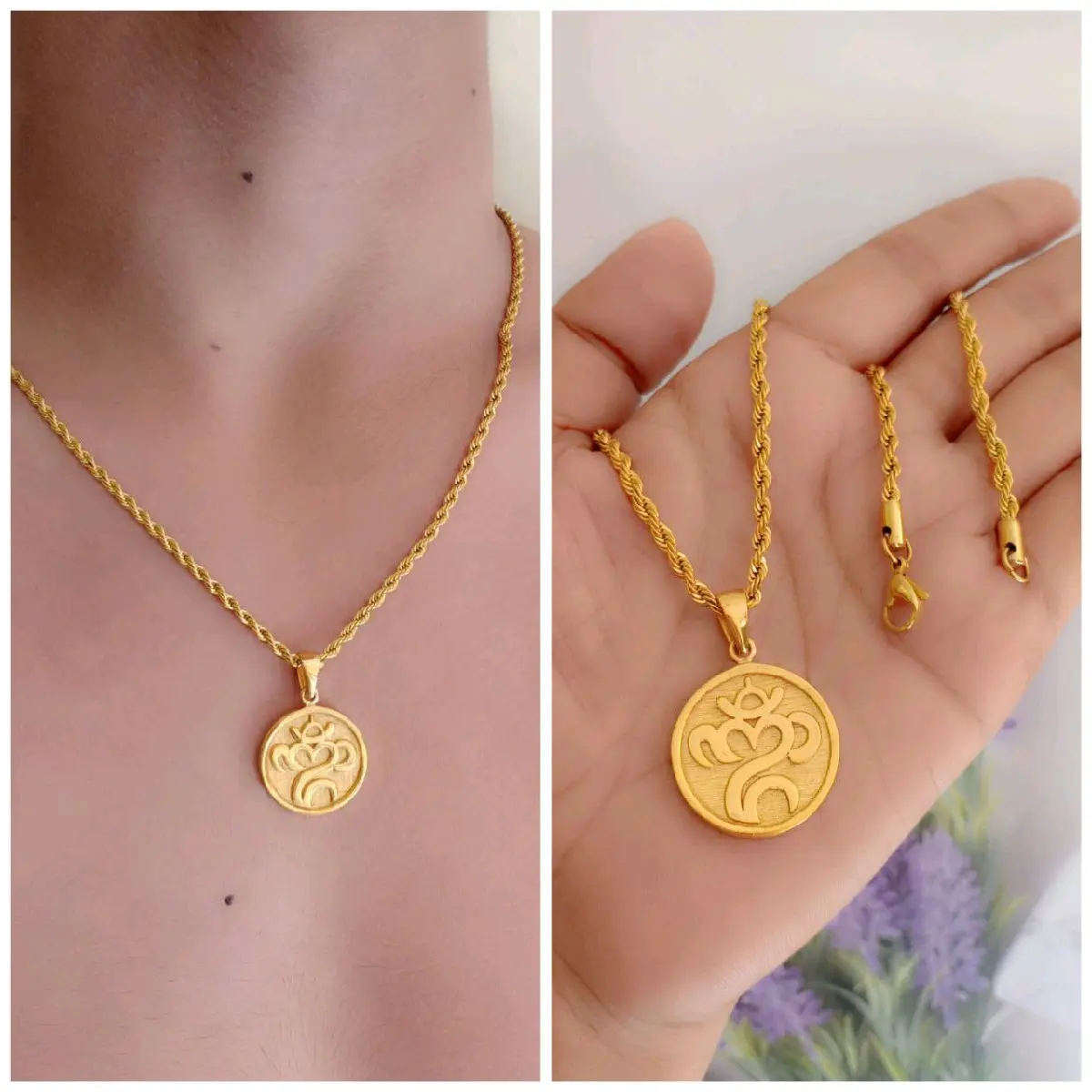 Kalung ilut titanium lapis emas