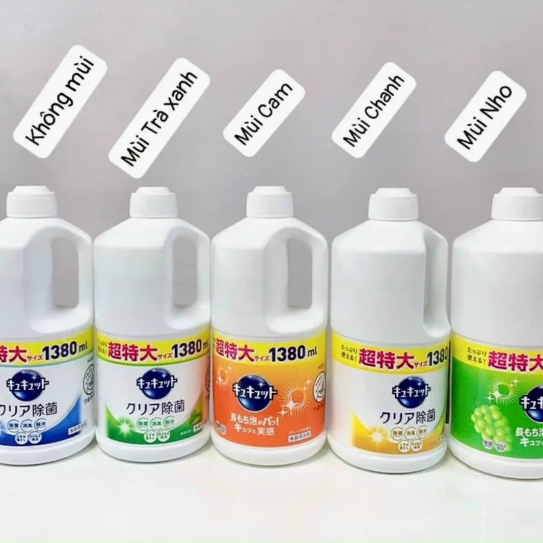 Nước rửa chén diệt khuẩn KAO Kyukyutto Clear 1250mL nội địa Nhật