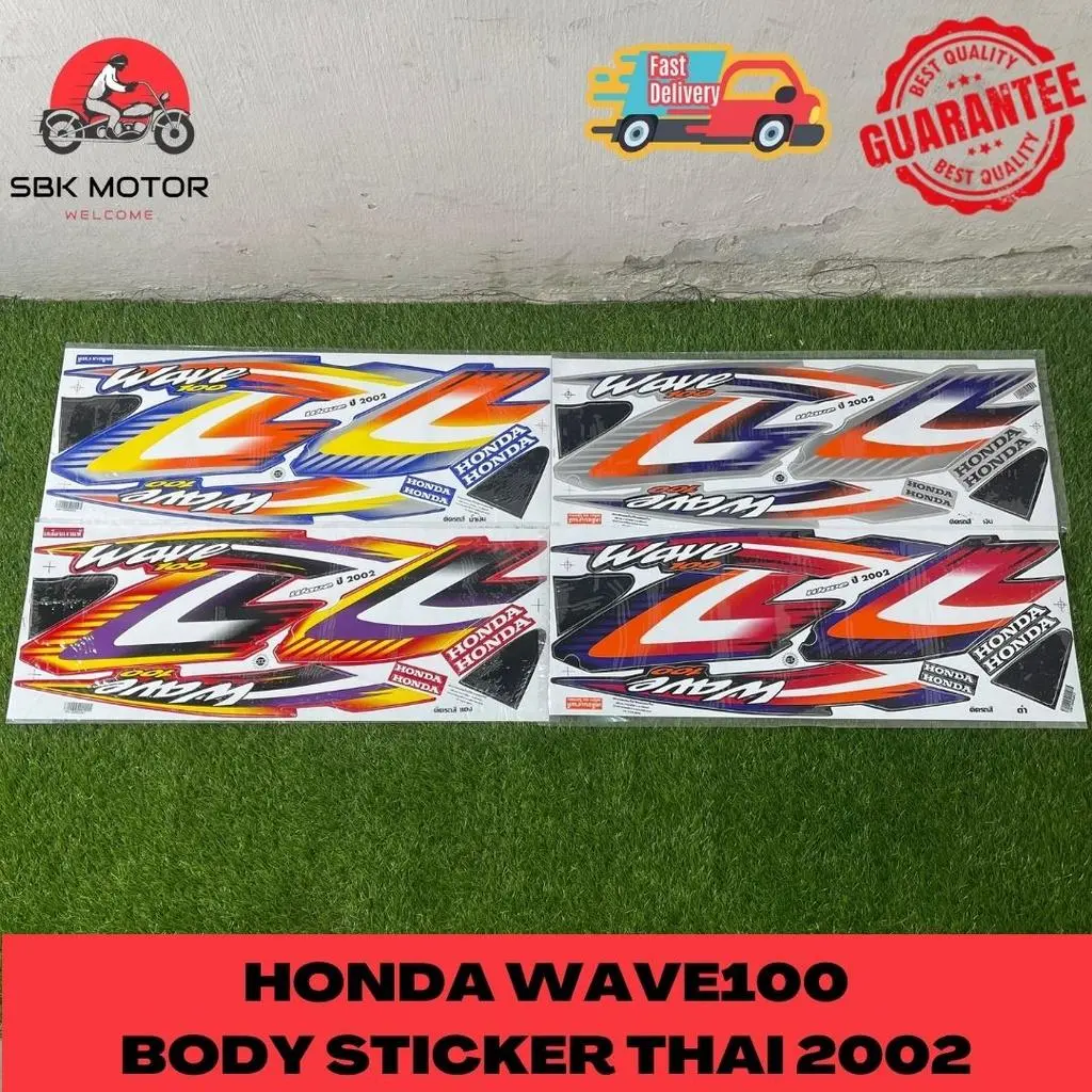 Honda Wave100 2002 🎨 Silver Merah Hitam Biru Thailook Sticker Set ...
