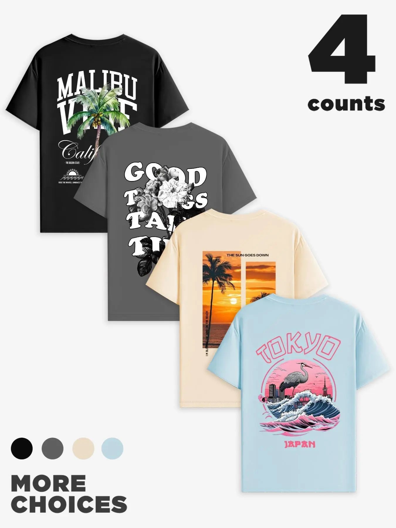 【Plus Size】 Men's Palm Tree & Floral & Flamingo & Letter Print Short Sleeve Graphic Tee, Casual Comfy Round Neck T-shirt for Summer, Men's Plus Size Top for Daily Wear