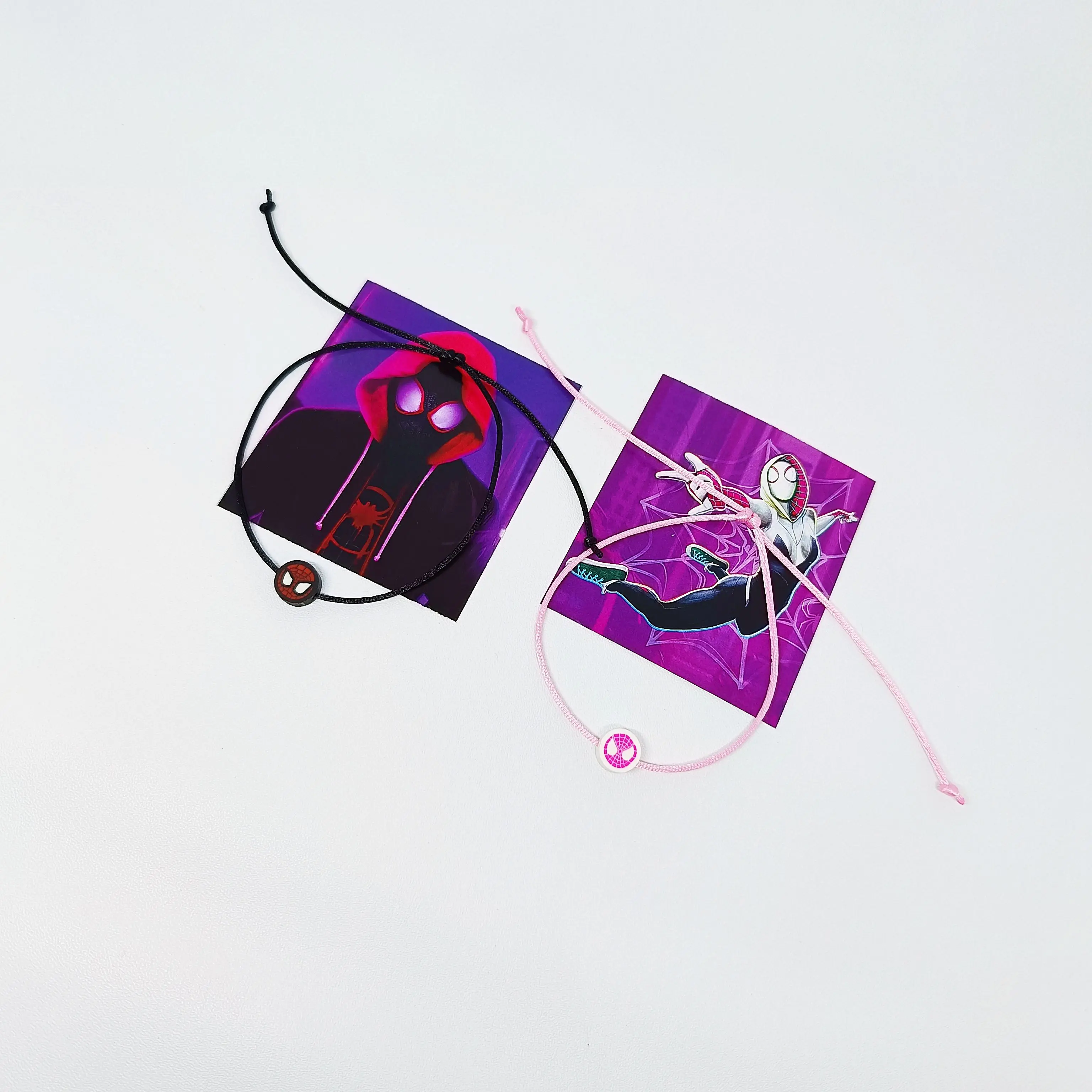 Gelang Couple Miles Morales and Gwen Stacy Pasangan Spider Verse Spiderman Multiverse Marvel Avengers Clay Bracelet Import Aksesoris Black Pink Dewasa