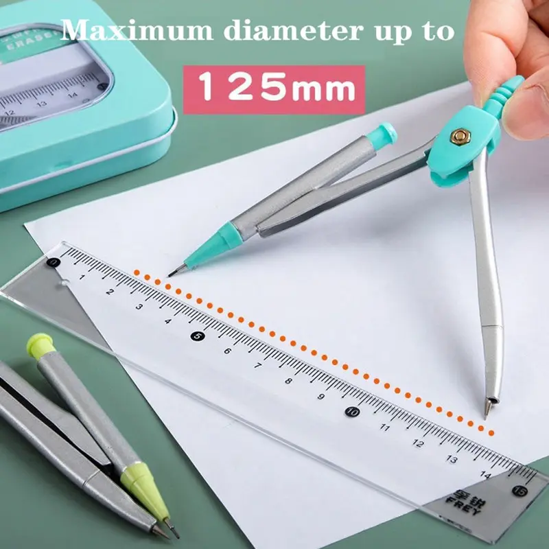 Bộ Thước Đo, 7 Cái / Bộ, Đa Năng, Đồ Dùng Học Tập, Văn Phòng Phẩm, Bao Gồm Thước Kẻ, La Bàn, Tẩy, Dụng Cụ Vẽ 7
