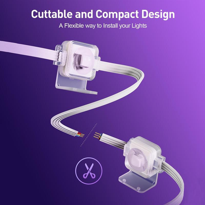 LED String Light, 1 Count Smart LED String Light with Remote Control & APP Connection Function, Indoor Wall Light RGB String with Color Changing & Music Sync 7