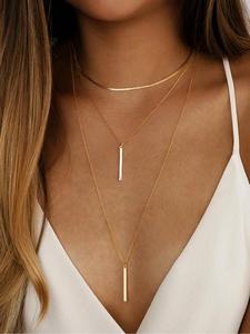 Collar de cadena minimalista elegante para mujer, Collar con colgantes de varias capas vintage y moderno, Joyería chic como regalo para novia