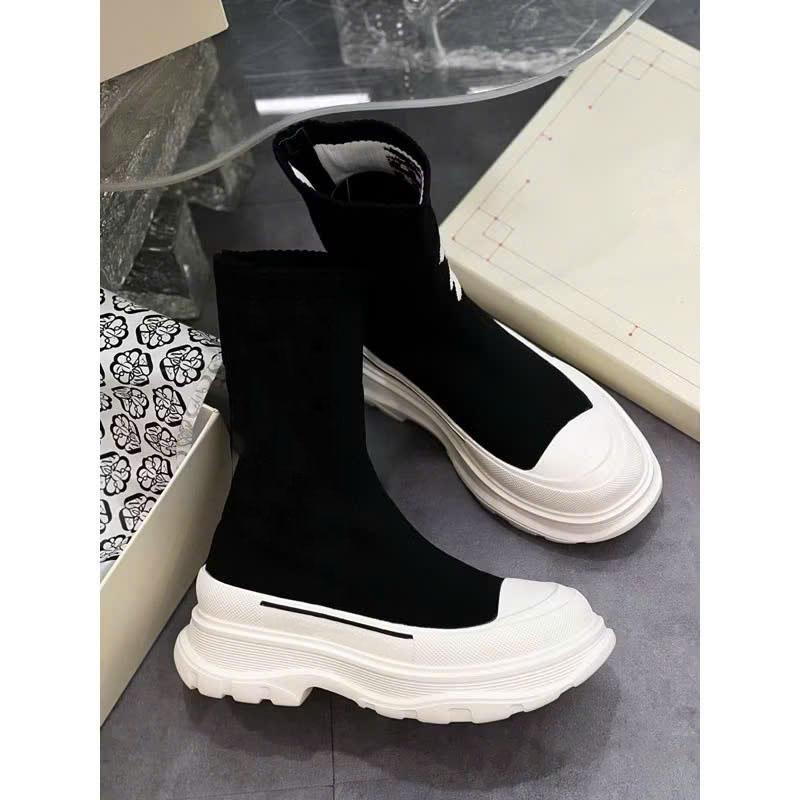 (20001)[Lùi size] Bốt lửng len đế bánh mỳ chất len co giãn hàng QCCC fullbox