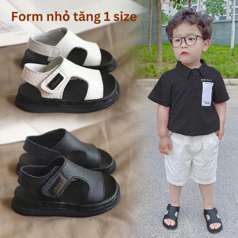 FORM NHỎ TĂNG 2 SIZE Dép Sandal Bé Trai Da Mềm Basic Phong Cách Hàn Quốc Cho Bé từ 1 đến 5 tuổi Mã 2216