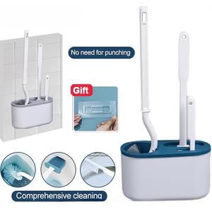 Toilet Brush 3 in 1 Set Wall-mounted Multifunction Silicone Bathroom Cleaning Brush With Holder 3in1 brush