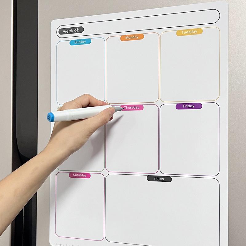 Magnetic Weekly Planner Board, 1 Count Reusable Erasable Magnetic Whiteboard, Weekly Planner Board for Home Office, Home Decor 0