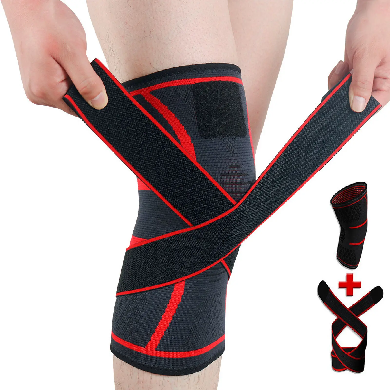 [eii] 1Pc Knee Compression Sleeve Comfortable Adjustable Soft Fine Stitching Men Sports Knee Protector for Cycling