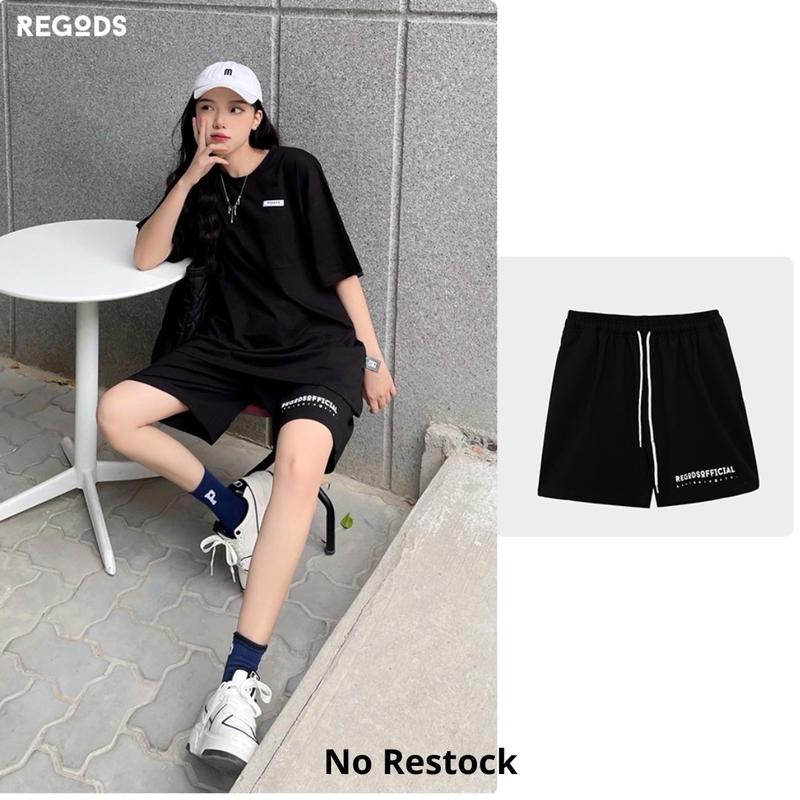 Quần short ngắn in Regods ống rộng form rộng unisex nam nữ lưng chun - Short SS2