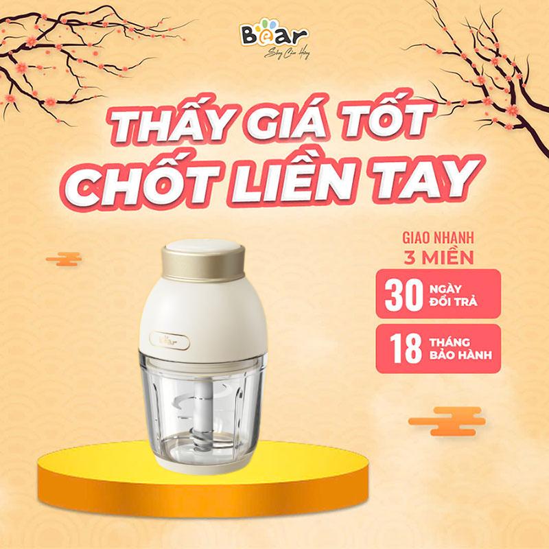 Máy xay ăn dặm Bear 6 lưỡi 0.6L Quốc Tế bảo hành 18 tháng QSJ-D02Q1 - Máy xay ăn dặm cho bé Bear - Máy xay mini cho bé ăn dặm