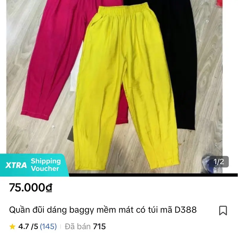 Quần đũi dáng baggy mềm mát có túi mã D388 Nữ 3