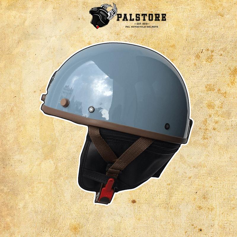 Combo Mũ bảo hiểm Napoli Màu Xanh Xi Măng và Kính gắn nón