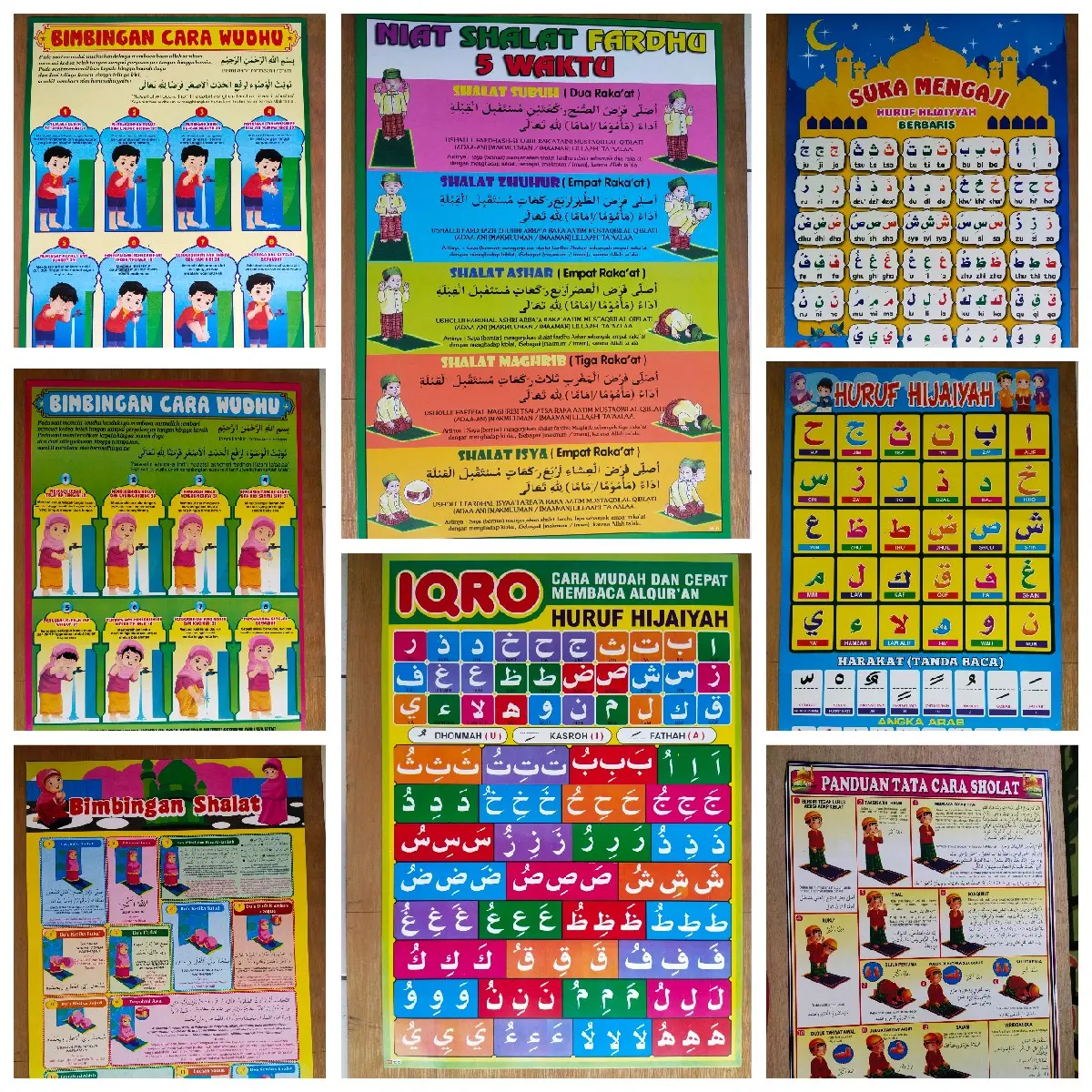 Poster Hijaiyah, sholat cewek & Cowok Dll Stationery