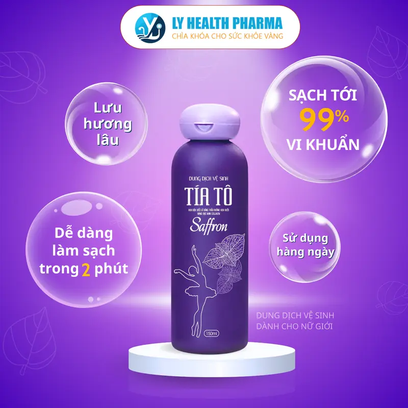 Dung dịch vệ sinh Tía Tô Nano Bạc SAFFRON: hết nấm ngứa, làm sạch, khử mùi hôi vùng kín - Chai 150ml cho nữ 2