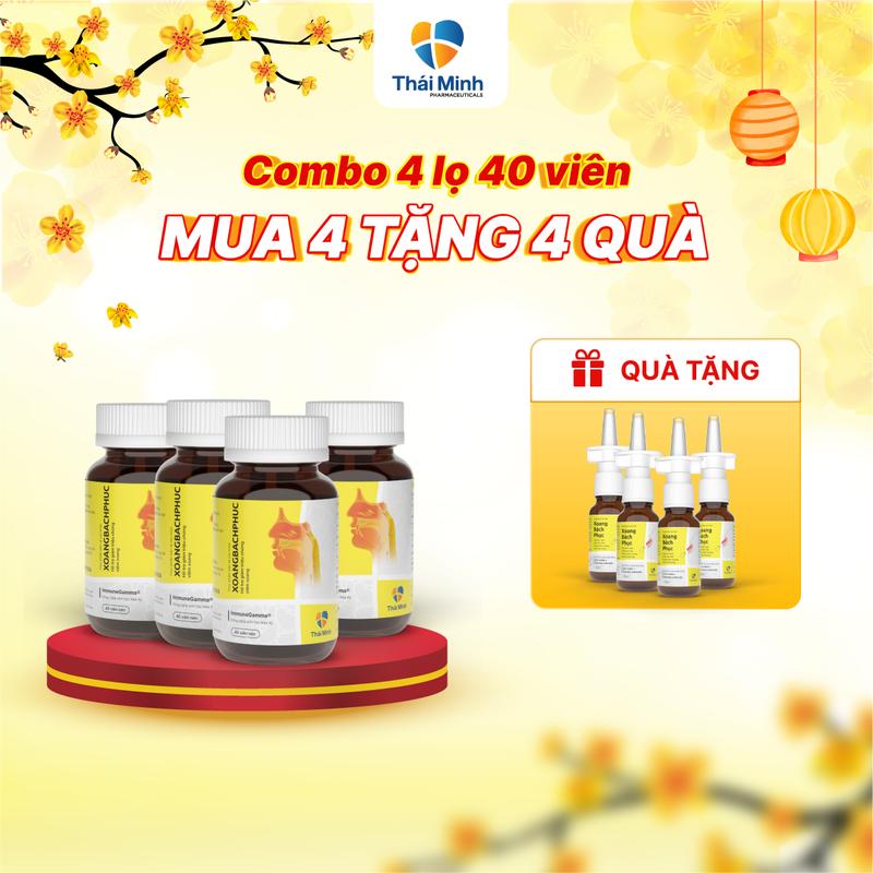 [TẶNG 4 QUÀ]  Combo 4 lọ Xoang Bách Phục - Hỗ trợ giúp Mũi thoáng, cải thiện ngạt mũi, hắt hơi, sổ mũi - Lọ 40 viên